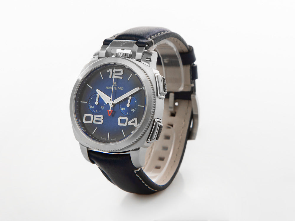 Anonimo Militare Chrono Automatik Uhr, Blau, 43,4 mm, 12 atm, AM-1120.01.003.A03