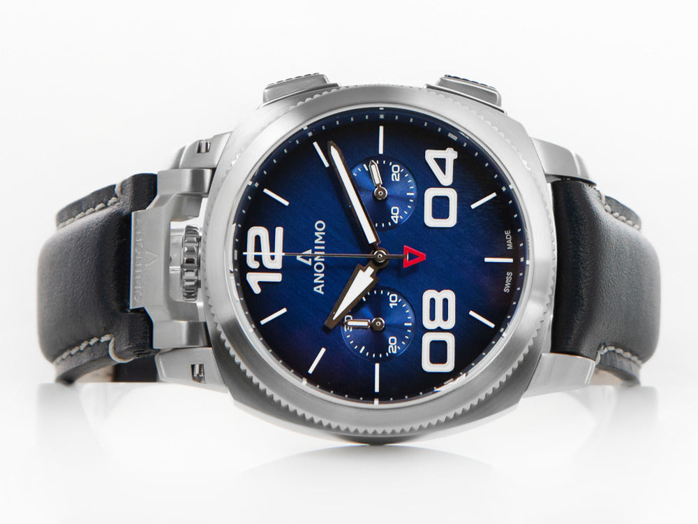 Anonimo Militare Chrono Automatik Uhr, Blau, 43,4 mm, 12 atm, AM-1120.01.003.A03