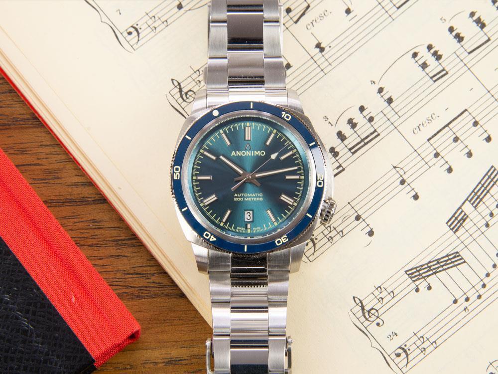 Anonimo Nautilo Vintage Automatik Uhr, Blau, 42 mm, 20 atm, AM-5019.06.103.M01