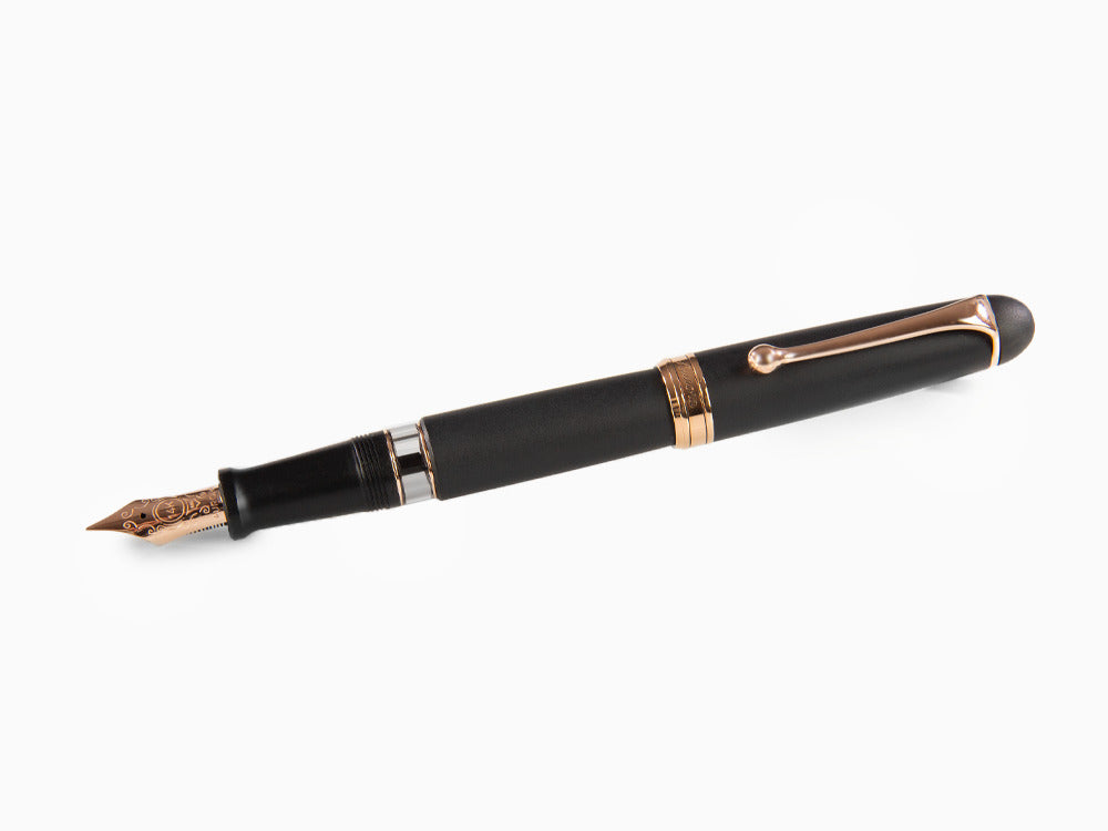 Aurora 88 Black Satin Füllfederhalter, Roségoldene Beschläge, 809-PN