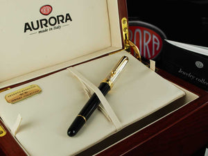 Aurora 88 Roller, Edelharz, Schwarz, Versilberte Beschläge, 873