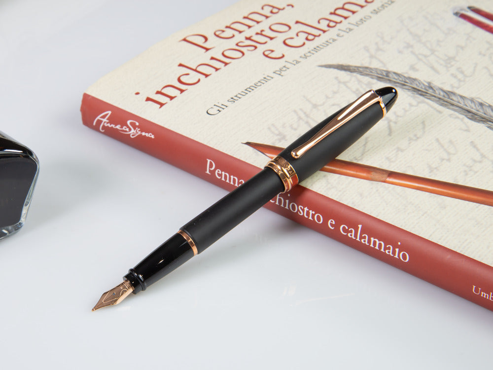 Aurora Ipsilon Satin Füllfederhalter, Edelharz, Roségoldene Beschläge