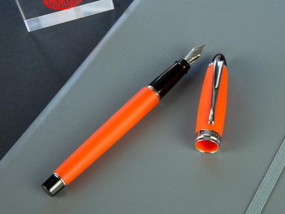 Füllfederhalter Aurora Ipsilon Satin - Oranges Edelharz und Chrom - B10O