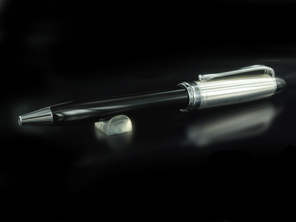 Kugelschreiber Aurora Ipsilon - Silber.925 & Schwarzes Edelharz- B34CN