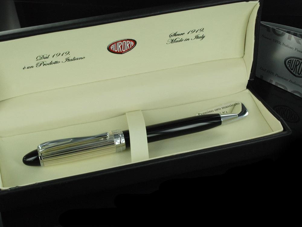 Kugelschreiber Aurora Ipsilon - Silber.925 & Schwarzes Edelharz- B34CN