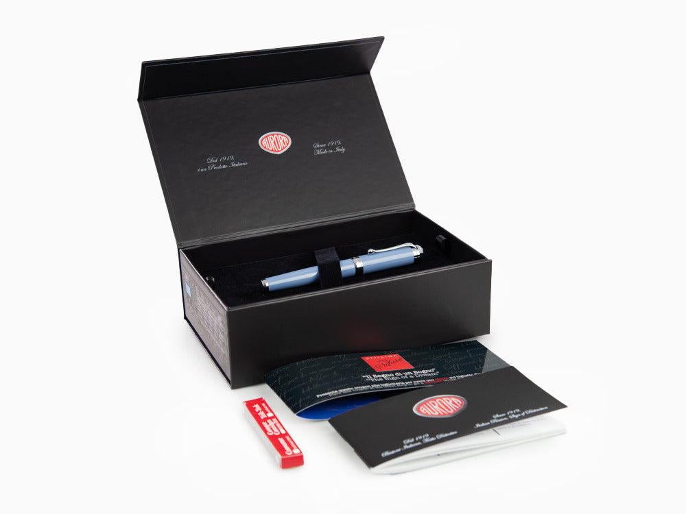 Aurora Talentum Big Füllfederhalter, Edelharz, Verchromte, Blau, D11A