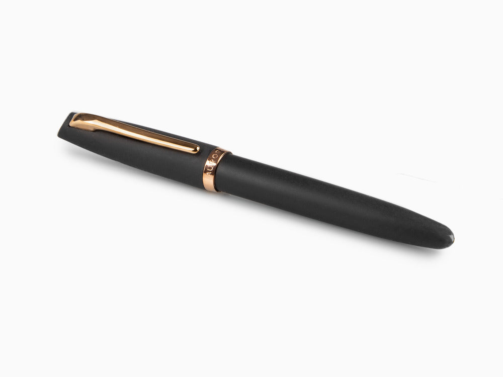 Aurora Style Füllfederhalter, Schwarzes Edelharz, Roségold, E20PN