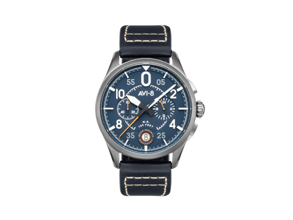 AVI-8 Spitfire Lock Chronograph Channel Blue Quartz Uhr, Blau, 42 mm, AV-4089-04