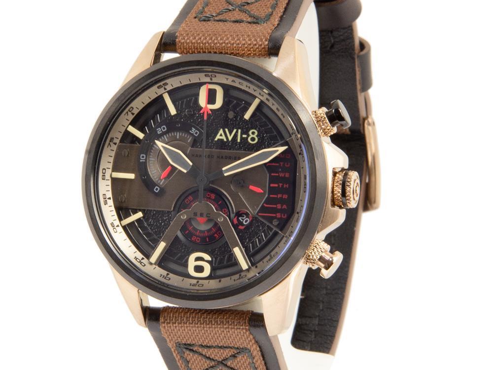 AVI-8 Hawker Harrier II Quartz Uhr, PVD Gold, Schwarz, 43 mm, AV-4056-06