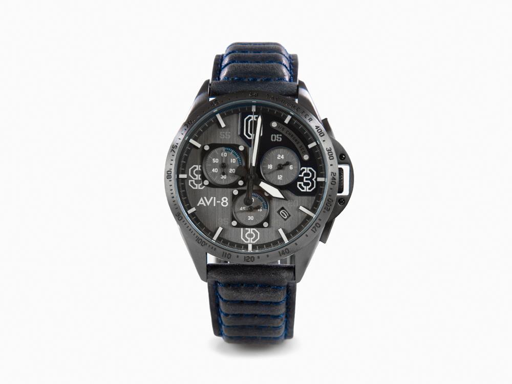 AVI-8 P-51 Mustang Blakeslee Chronograph Air Blue Quartz Uhr, AV-4077-04