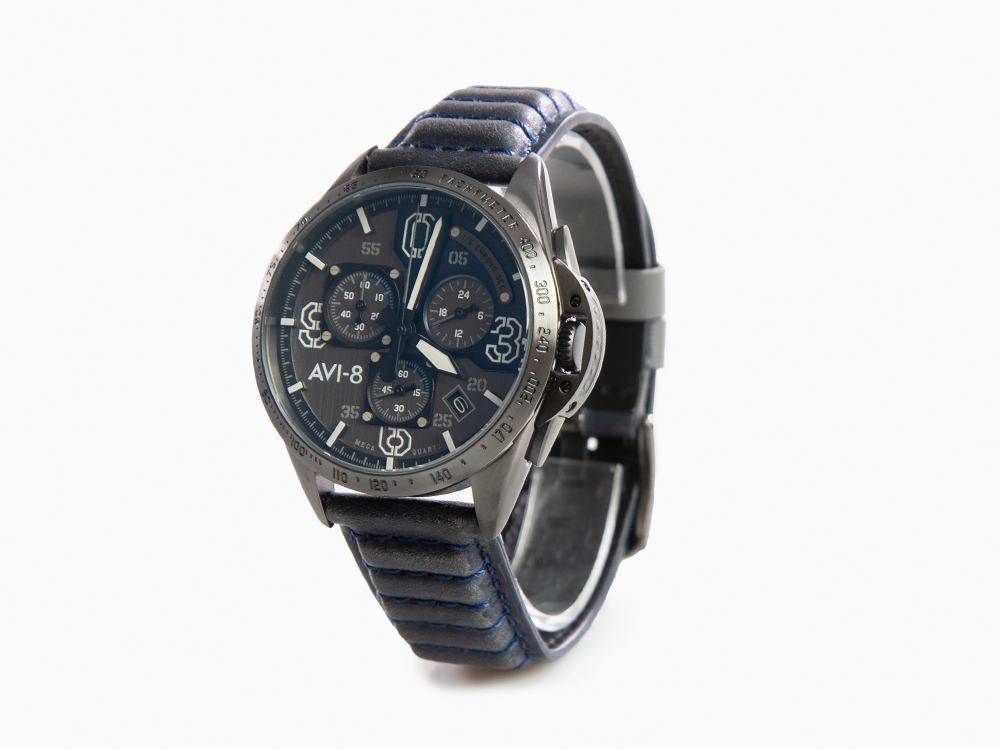 AVI-8 P-51 Mustang Blakeslee Chronograph Air Blue Quartz Uhr, AV-4077-04