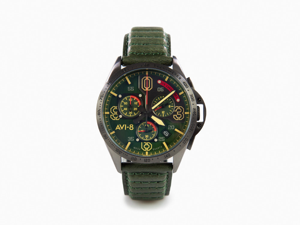 AVI-8 P-51 Mustang Blakeslee Chronograph Leaf Green Quartz Uhr, AV-4077-05