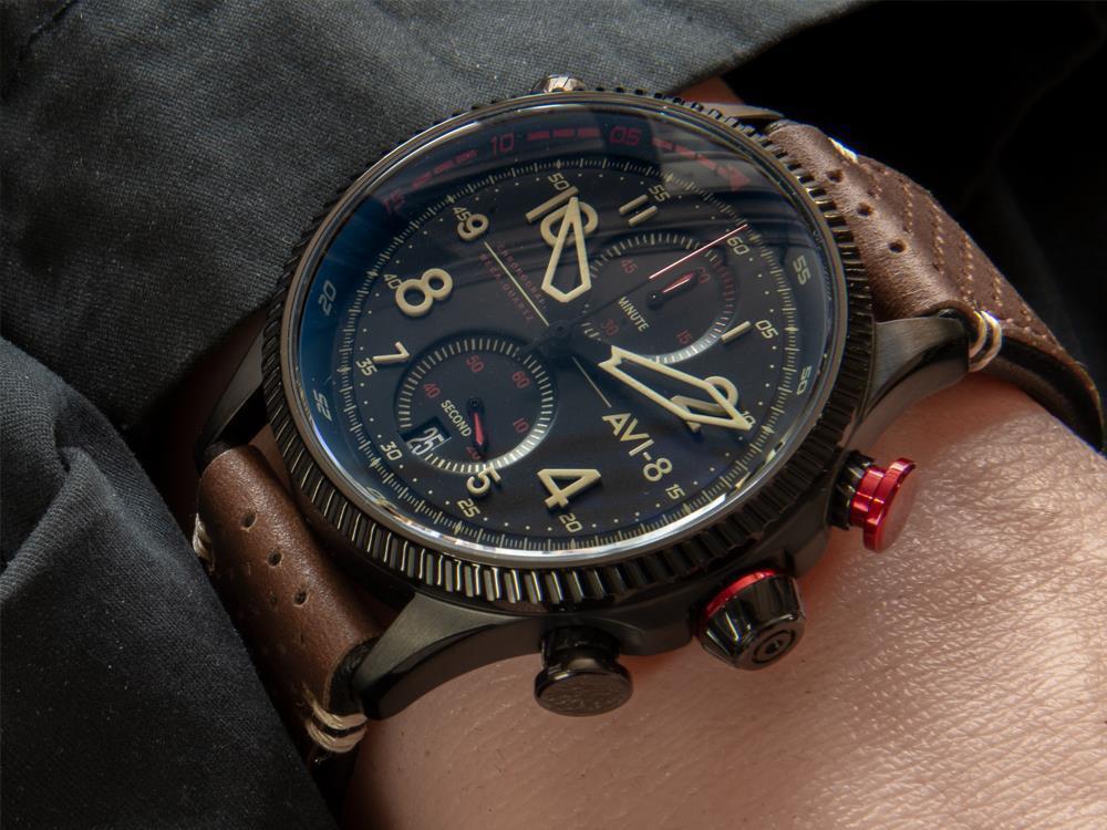 AVI-8 Hawker Hunter Duke Chronograph Tangmere Quartz Uhr, Schwarz, AV-4080-04