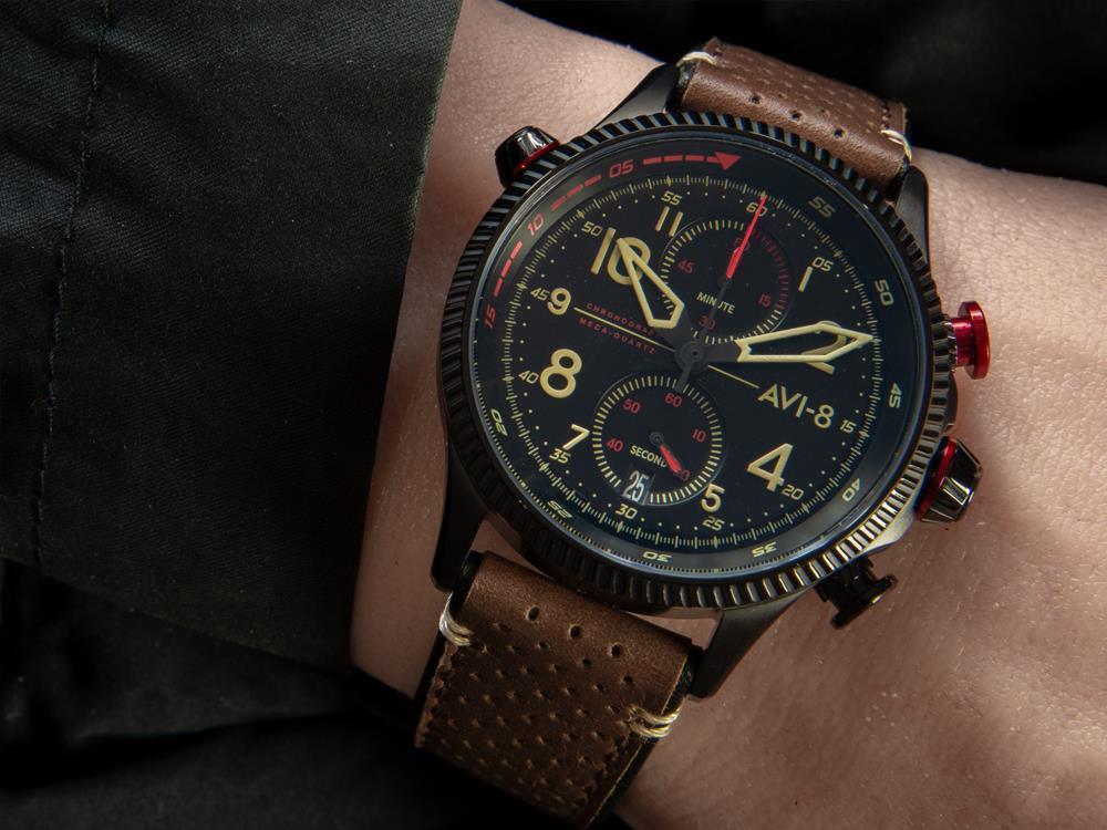 AVI-8 Hawker Hunter Duke Chronograph Tangmere Quartz Uhr, Schwarz, AV-4080-04