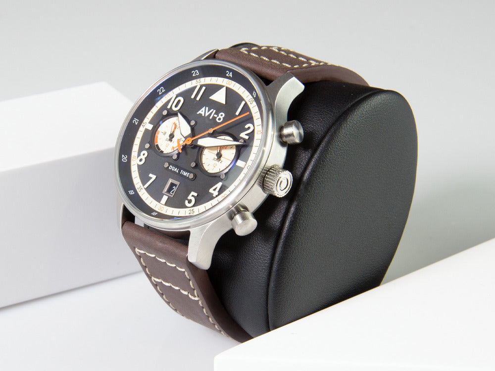 AVI-8 Hawker Hurricane Carey Dual Time Manston Quartz Uhr, Schwarz, AV-4088-01