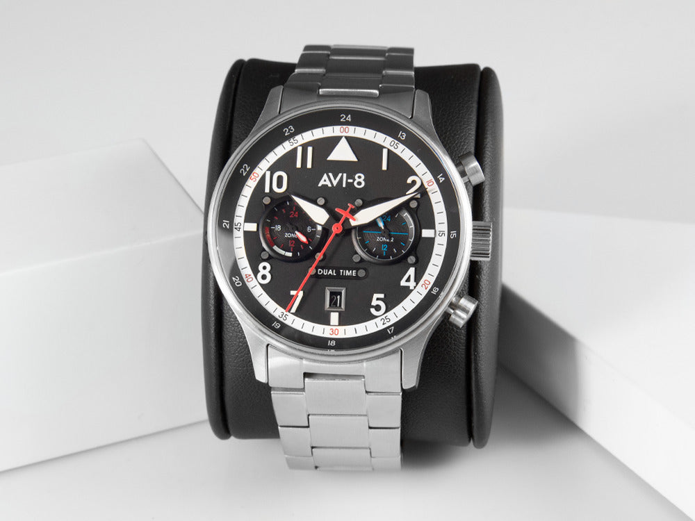 AVI-8 Hawker Hurricane Carey Dual Time Rangoon Quartz Uhr, 43 mm, AV-4088-11