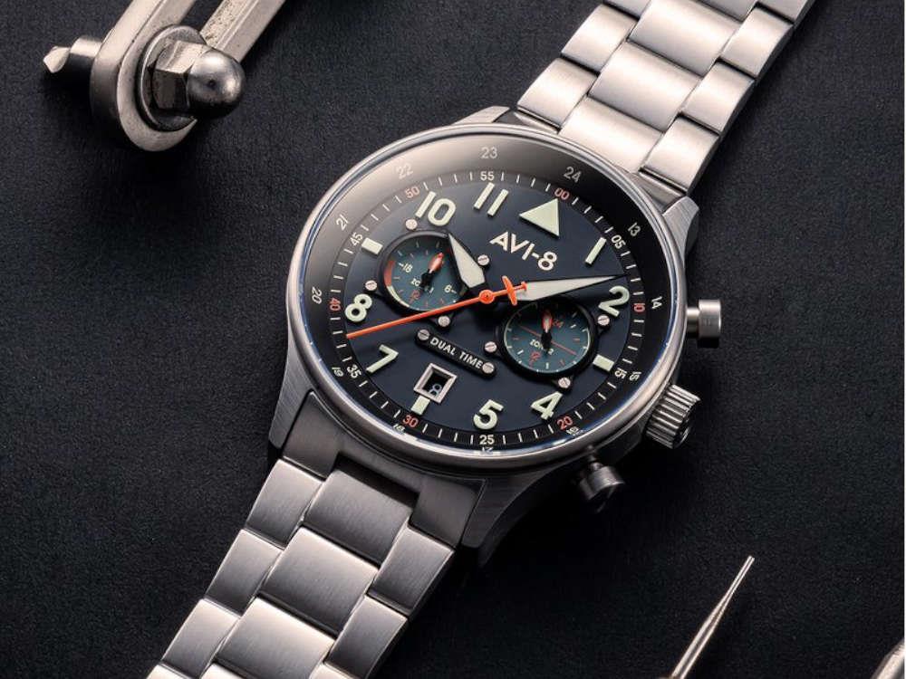 AVI-8 Hawker Hurricane Carey Dual Time Gutersloh Quartz Uhr, 43 mm, AV-4088-22