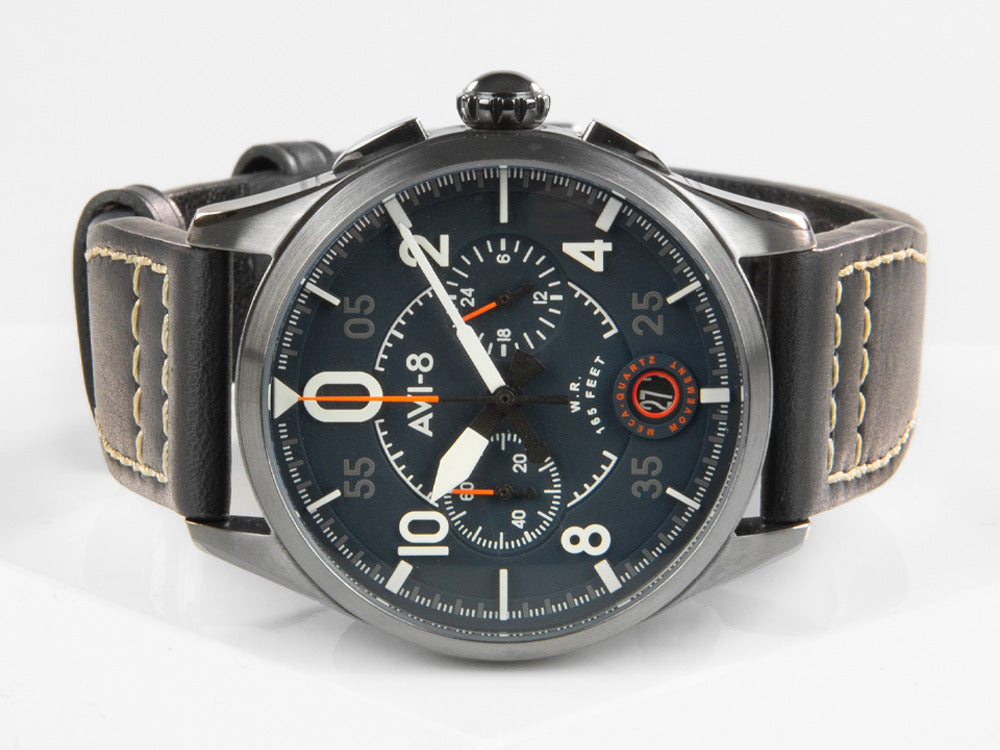 AVI-8 Spitfire Lock Chronograph Channel Blue Quartz Uhr, Blau, 42 mm, AV-4089-04