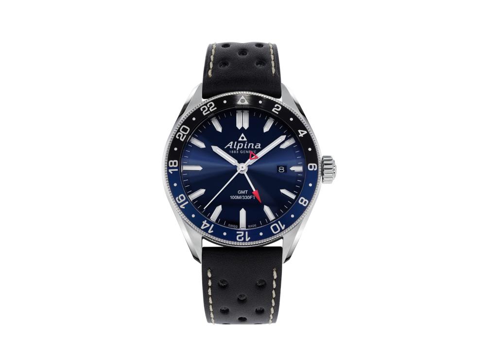 Alpina Alpiner Quartz Uhr, Blau, GMT, Tag, Schwarz, AL-247NB4E6