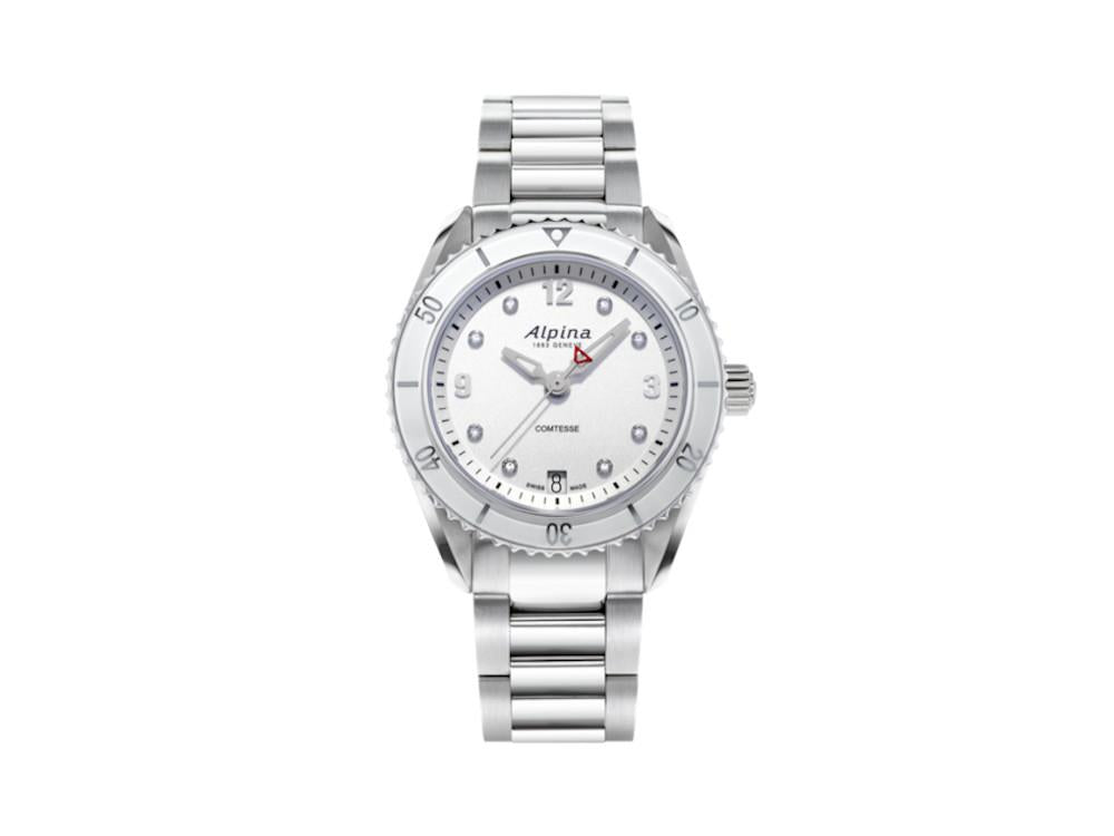 Alpina Comtesse Ladies Sport Quartz Uhr, Silber, 36,5 mm, 6 atm, AL-240SD3C6B
