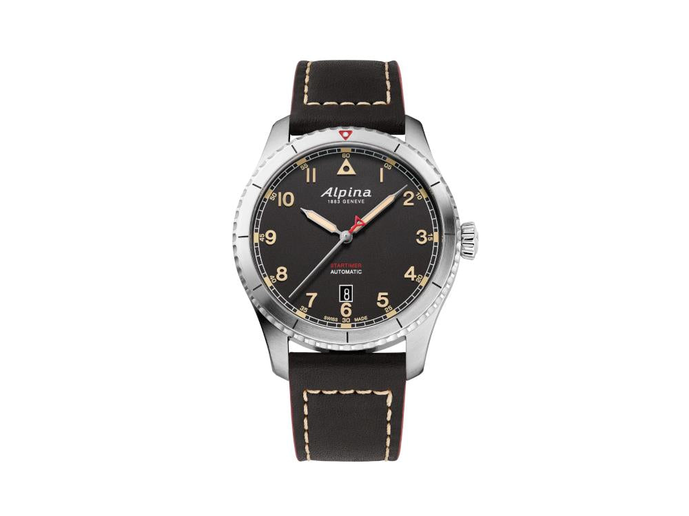 Alpina Startimer Pilot Automatik Uhr, 41 mm, Schwarz, Tag, AL-525BBG4S26