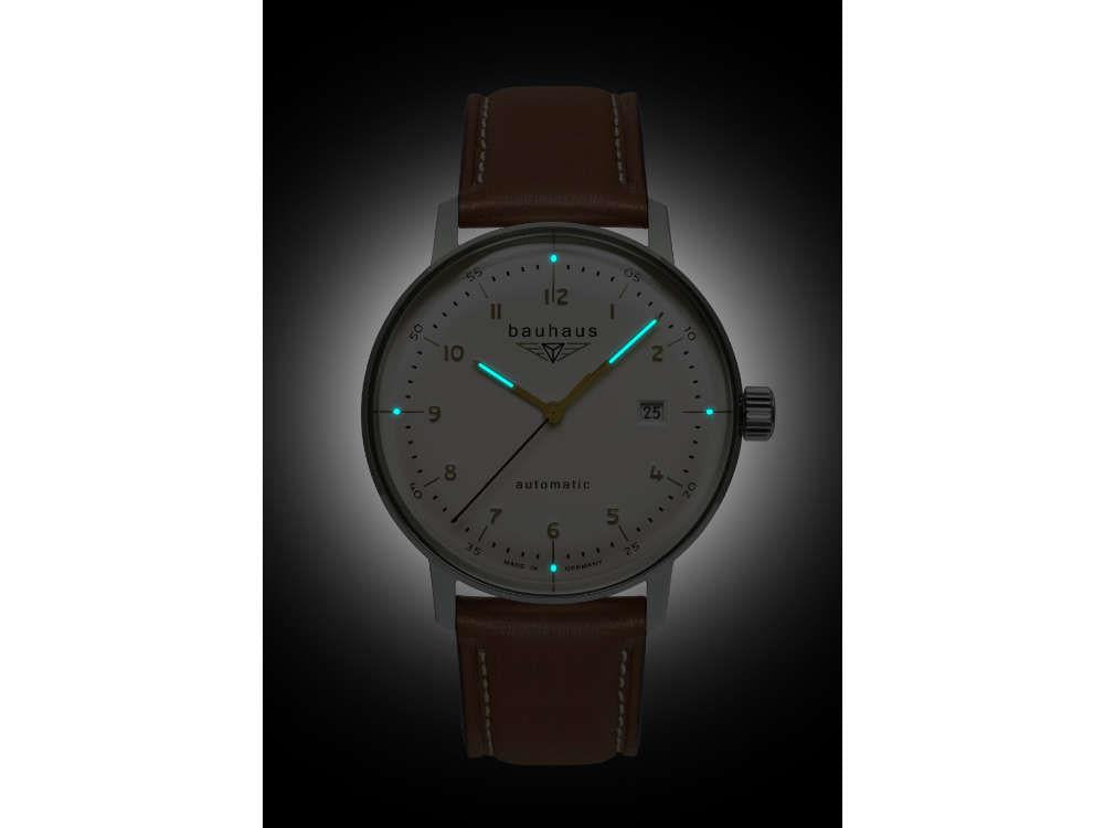 Bauhaus Aviation Gessau Automatik Uhr, Weiss, 40 mm, Miyota 8215, 2064-1