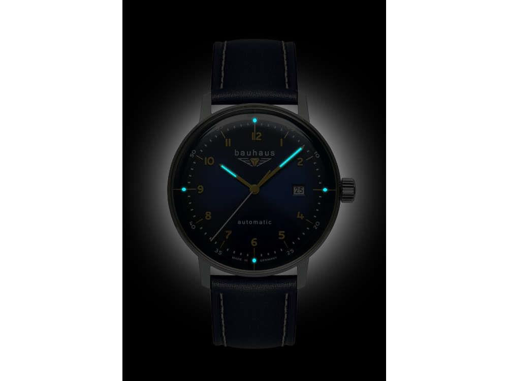 Bauhaus Aviation Dessau Automatik Uhr, Blau, 40 mm, Miyota 8215, 2064-3
