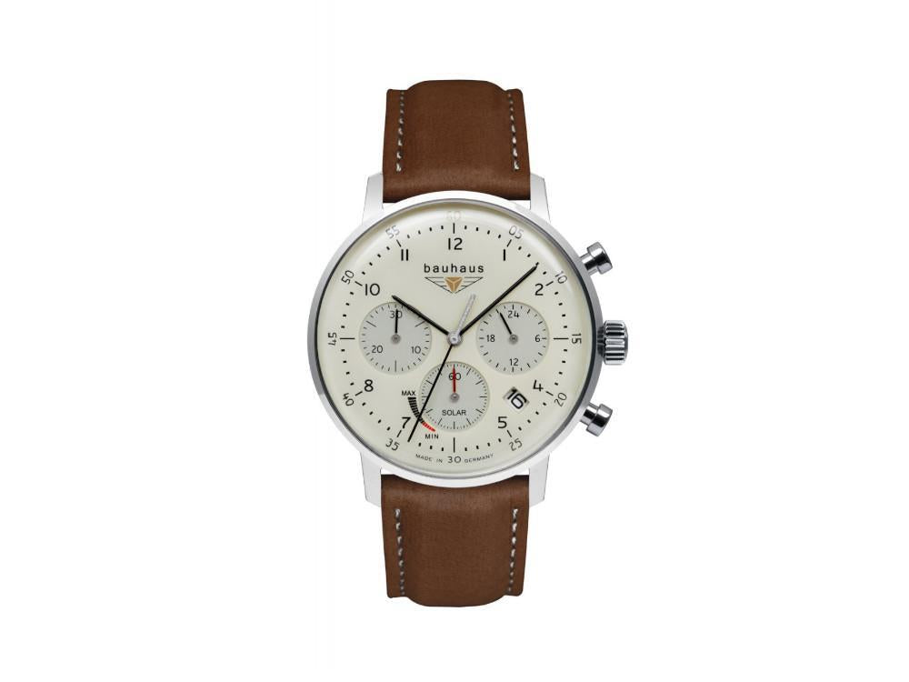 Bauhaus Solar Chronograph Quartz Uhr, Beige, 41 mm, Tag, 2086-5