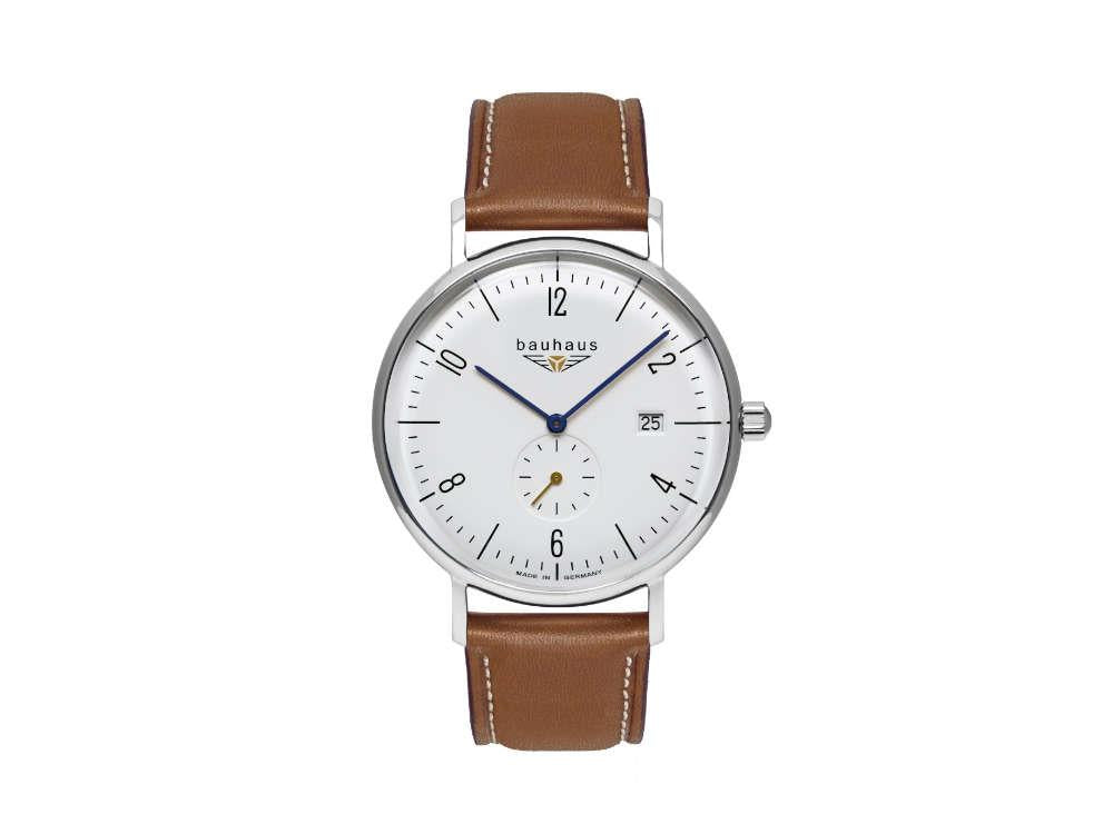 Bauhaus Pure Quartz Uhr mit kleiner Sekunde, Weiss, 41 mm, 2134-1