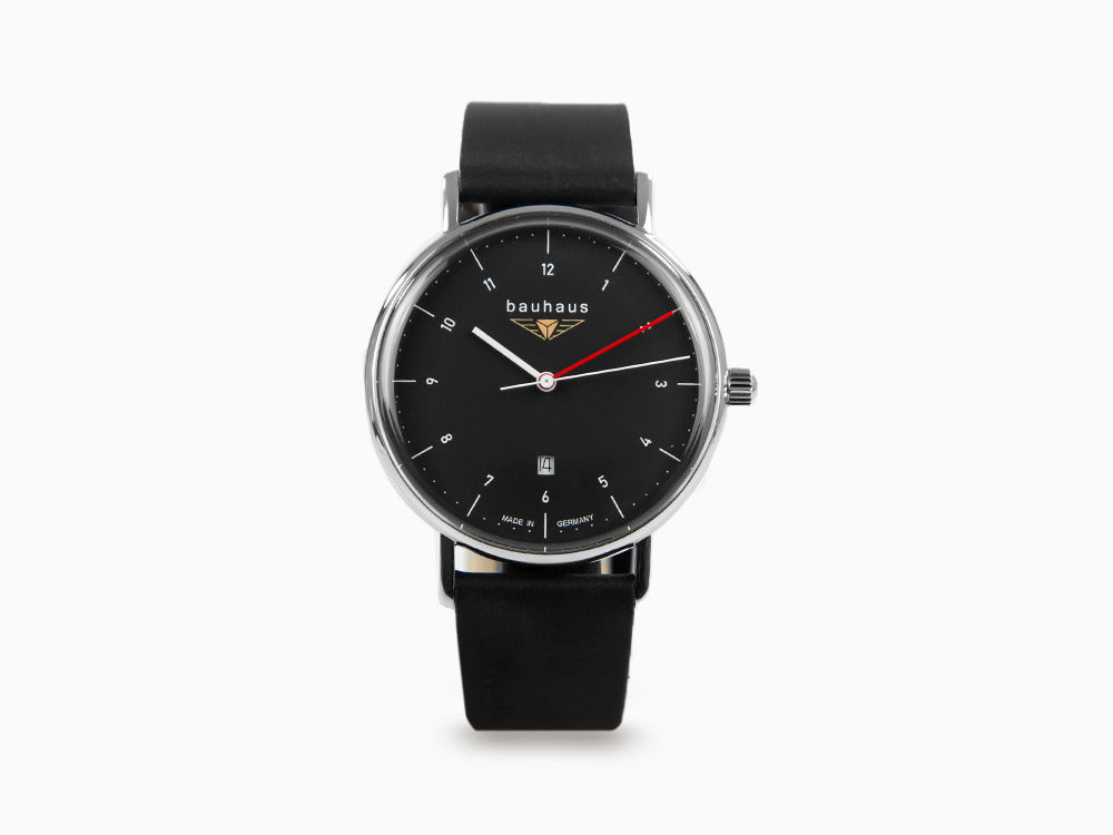 Bauhaus Quartz Uhr, Schwarz, 41 mm, Tag, 2140-2