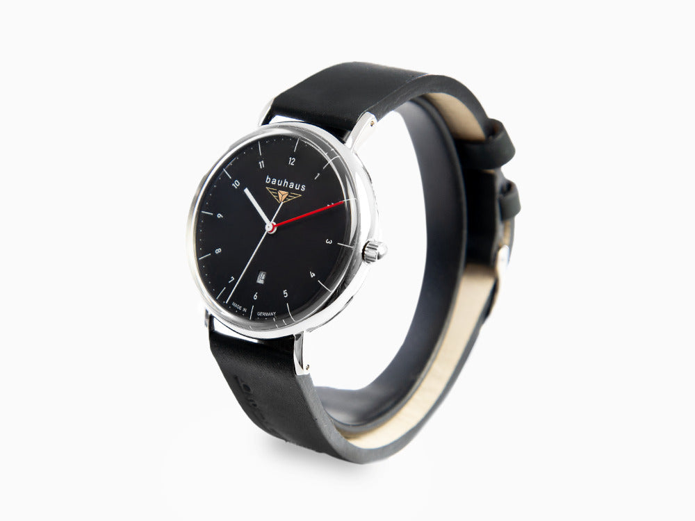 Bauhaus Quartz Uhr, Schwarz, 41 mm, Tag, 2140-2