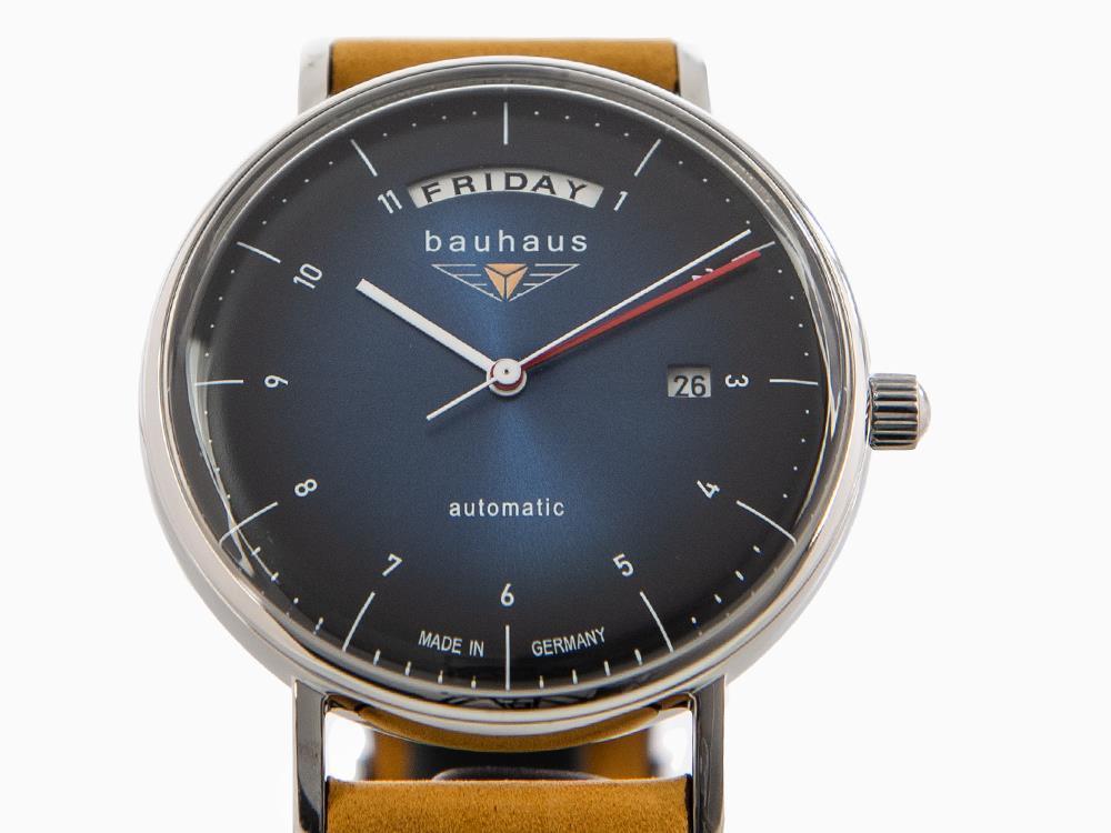 Bauhaus Automatik Uhr, Blau, 41 mm, Tag und Datum, 2162-3