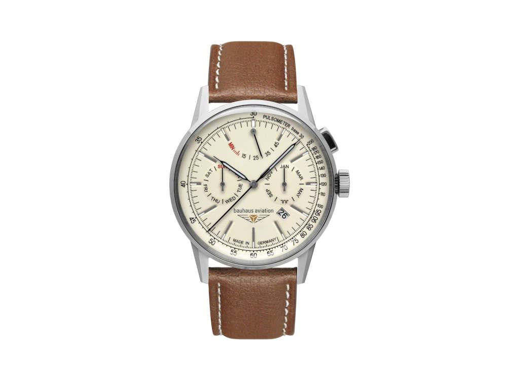Bauhaus Aviation G38 Dessau Automatik Uhr, Beige, 42 mm, Miyota 9100, 2362-5