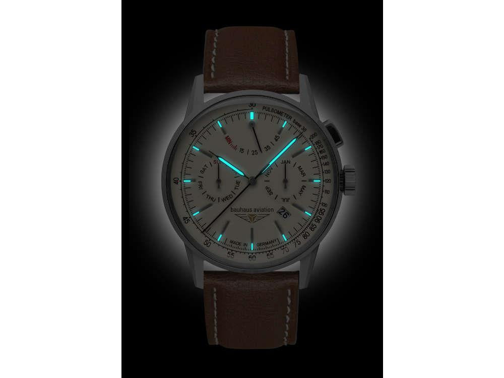 Bauhaus Aviation G38 Dessau Automatik Uhr, Beige, 42 mm, Miyota 9100, 2362-5