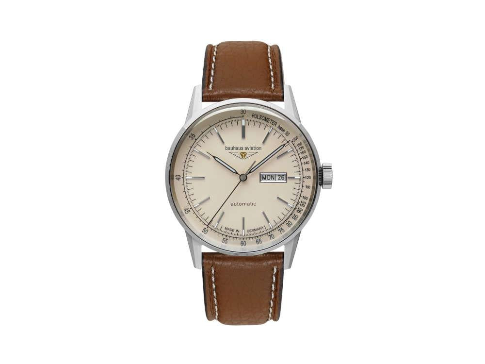 Bauhaus Aviation G38 Dessau Automatik Uhr, Beige, 42 mm, Miyota 8205, 2366-5