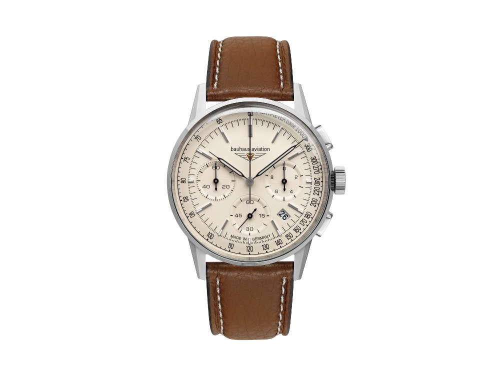 Bauhaus Aviation G38 Dessau Quartz Uhr, Beige, 42 mm, Chronograph, Tag, 2376-5