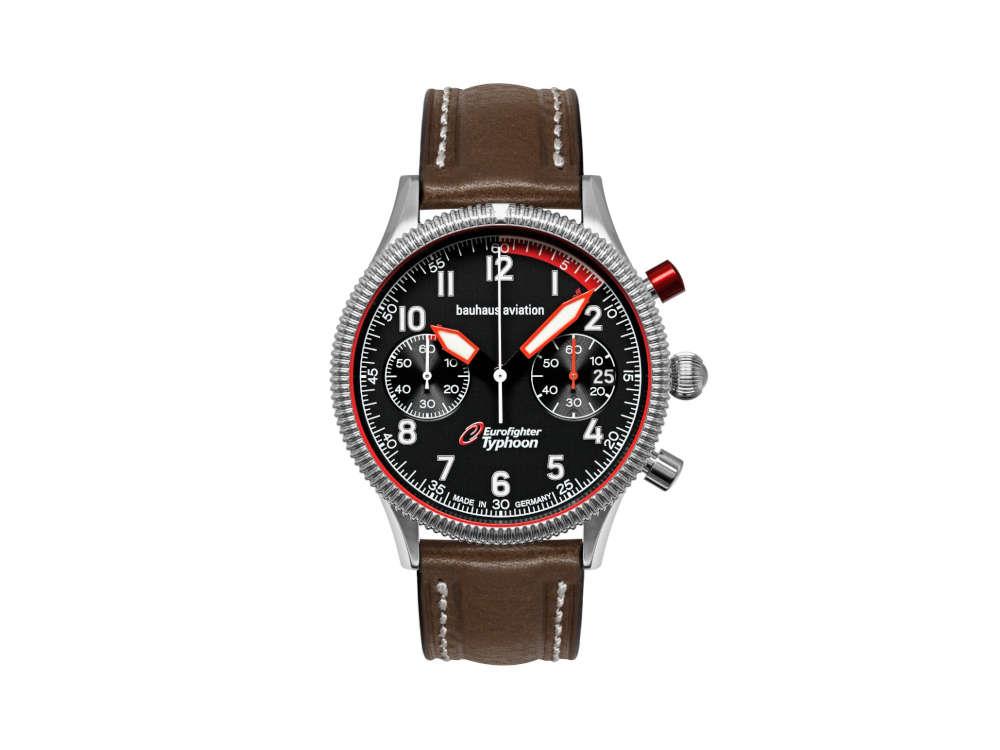 Bauhaus Aviation Quartz Uhr, Schwarz, 41 mm, Chronograph, Tag, 2576-2