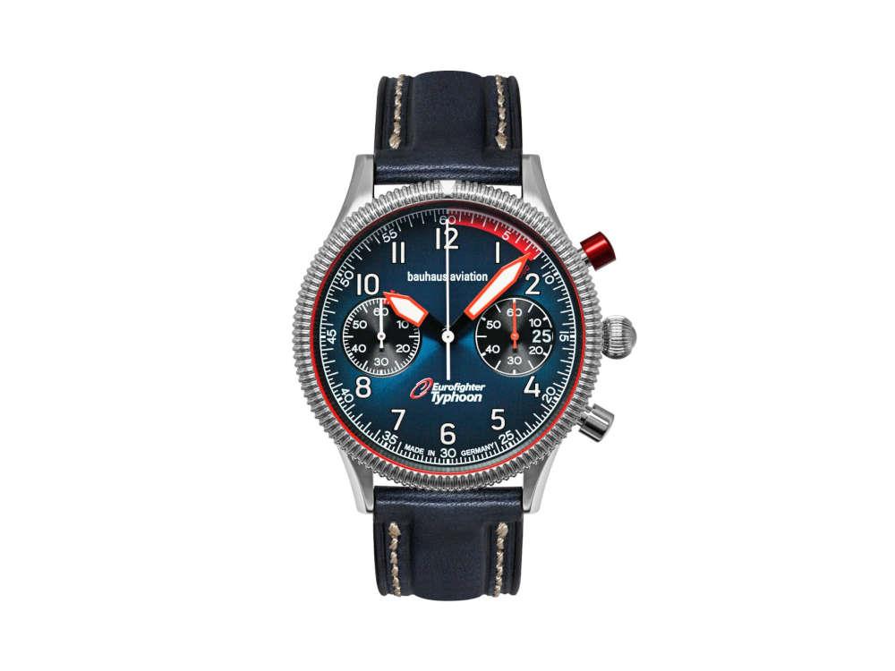 Bauhaus Aviation Quartz Uhr, Blau, 41 mm, Chronograph, Tag, 2576-3