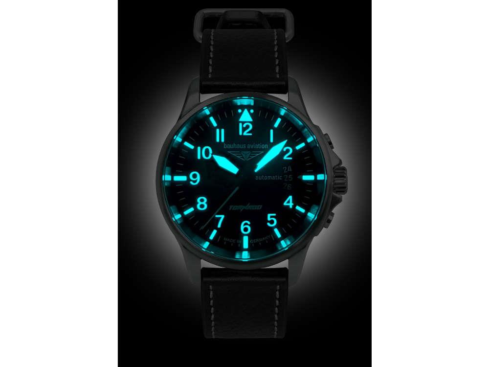 Bauhaus Aviation Tornado Automatik Uhr, Schwarz, 40 mm, Miyota 9015, 2760-2