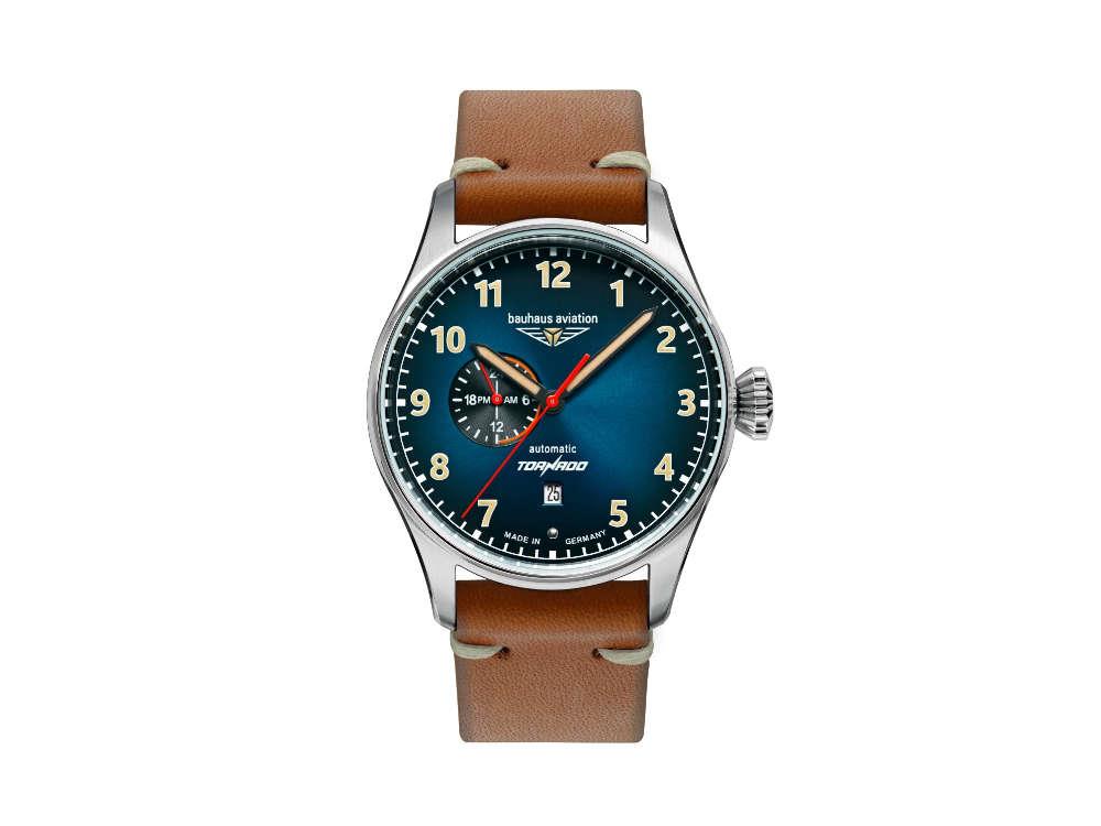 Bauhaus Aviation 24-Hour Display Automatik Uhr, Blau, 42 mm, Miyota 8217, 2764-3