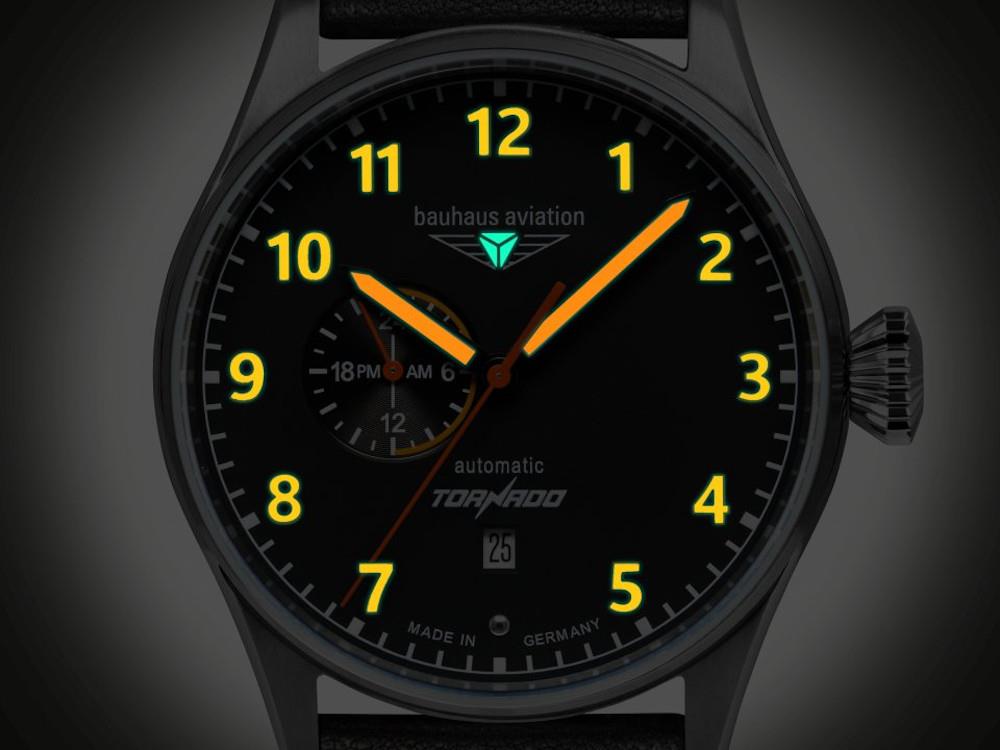 Bauhaus Aviation Tornado Automatik Uhr, Schwarz, 42 mm, Día, 2764-5