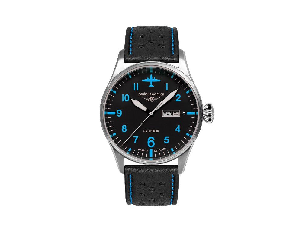 Bauhaus Aviation Tornado Automatik Uhr, Schwarz, 42 mm, Tag und Datum, 2766-3