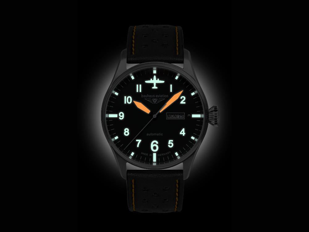 Bauhaus Aviation Automatik Uhr, Schwarz, 42 mm, 2766-5