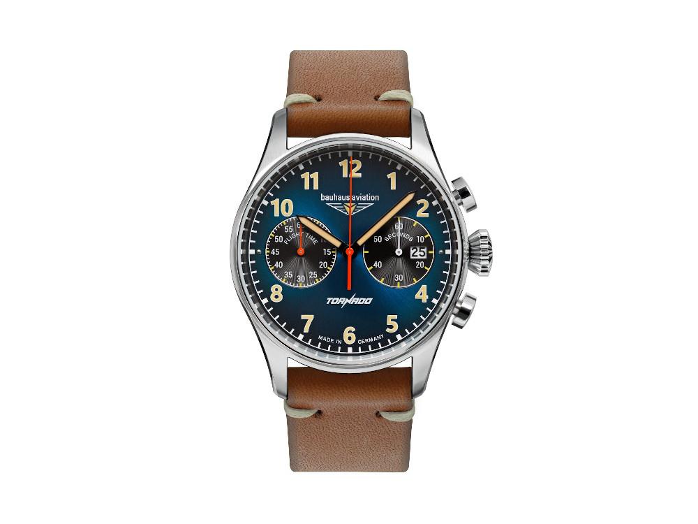 Bauhaus Aviation Tornado Quartz Uhr, Blau, 42 mm, Chronograph, Tag, 2772-3