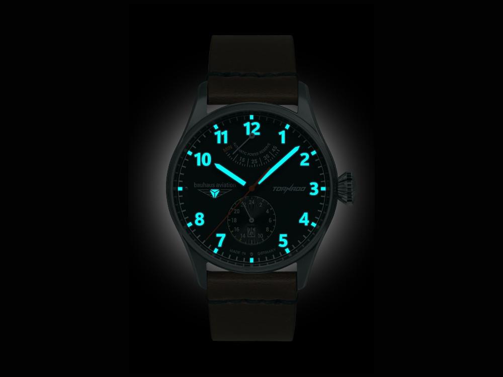 Bauhaus Aviation Tornado Automatik Uhr, Schwarz, 42 mm, Tag, 2790-2