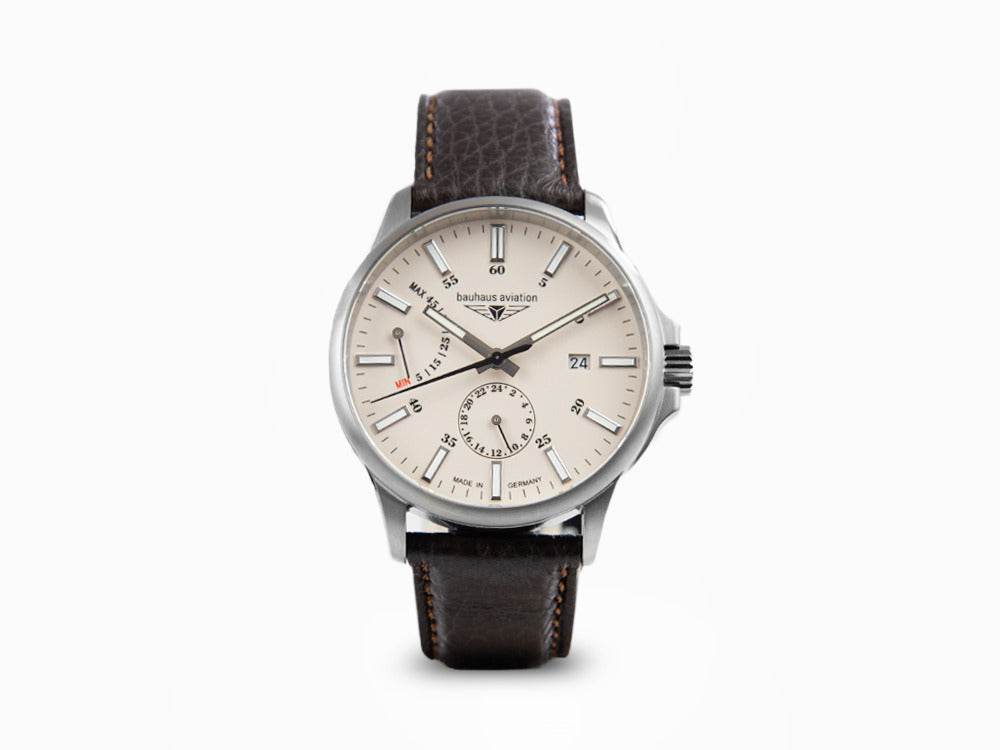 Bauhaus Aviation Automatik Uhr, Titan, Beige, 42 mm, Tag, 2860-5