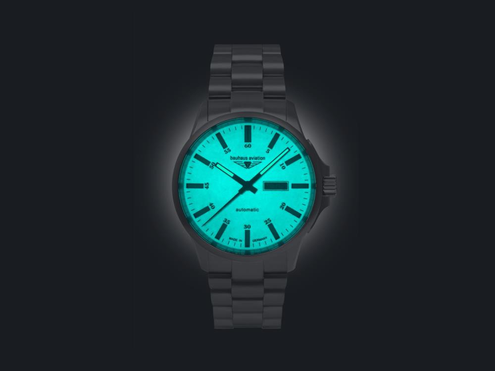 Bauhaus Aviation Automatik Uhr, Titan, Beige, 42 mm, 8205, 2866M-5