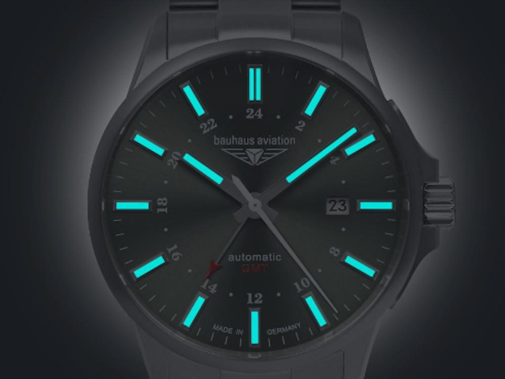 Bauhaus Aviation Titanium Automatik Uhr, Grün, 42 mm, Tag, 2868M-4