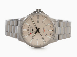 Bauhaus Aviation Automatik Uhr, Titan, Beige, 42 mm, 8205, GMT, 2868M-5