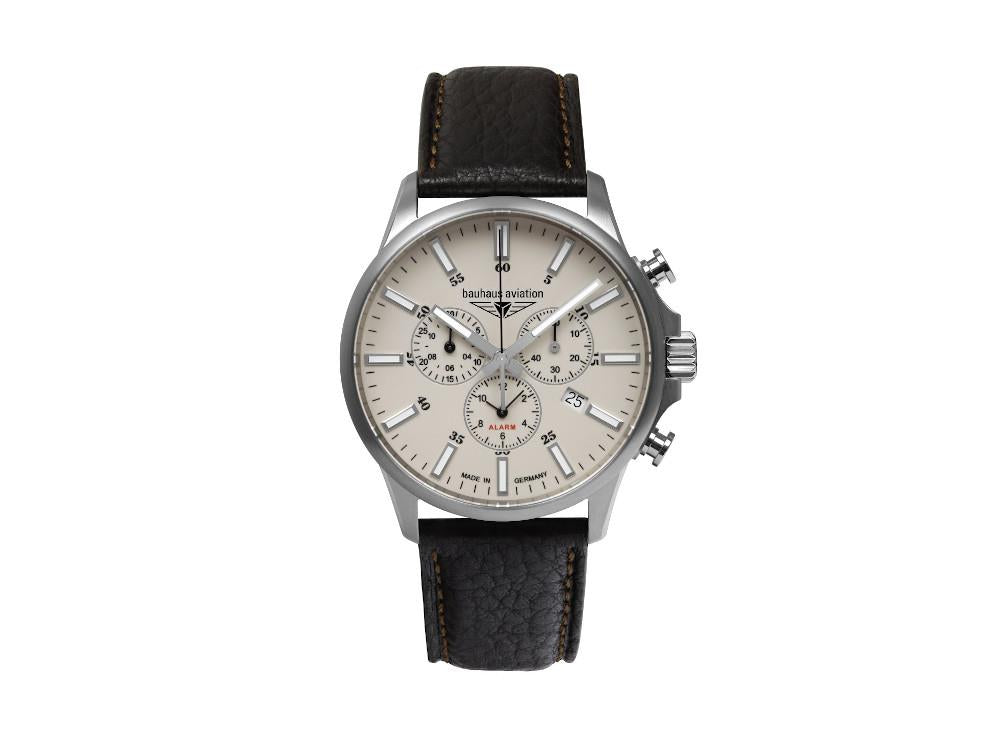 Bauhaus Aviation Quartz Uhr, Beige, 42 mm, Chronograph, Tag, 2880-5